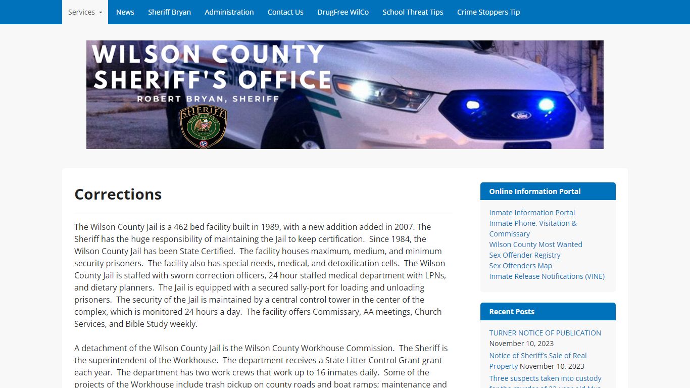 Corrections – Wilson County Sheriff's Office