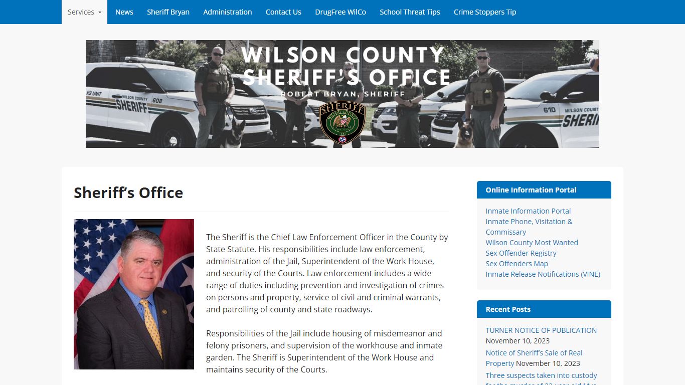 Wilson County Sheriff's Office – Robert Bryan, Sheriff